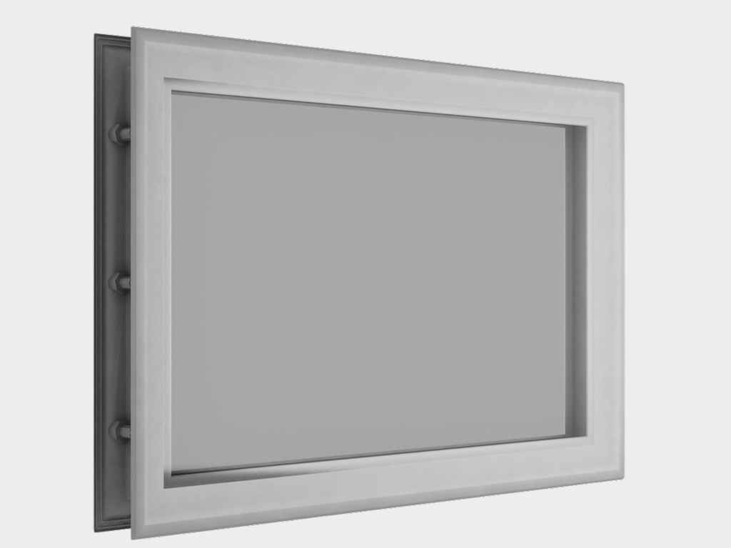 Acrylic window 452 x 302, white (art. DH85626). The special design ensures a tight fit to the door leaf, which protects it from freezing and heat loss. White edging.